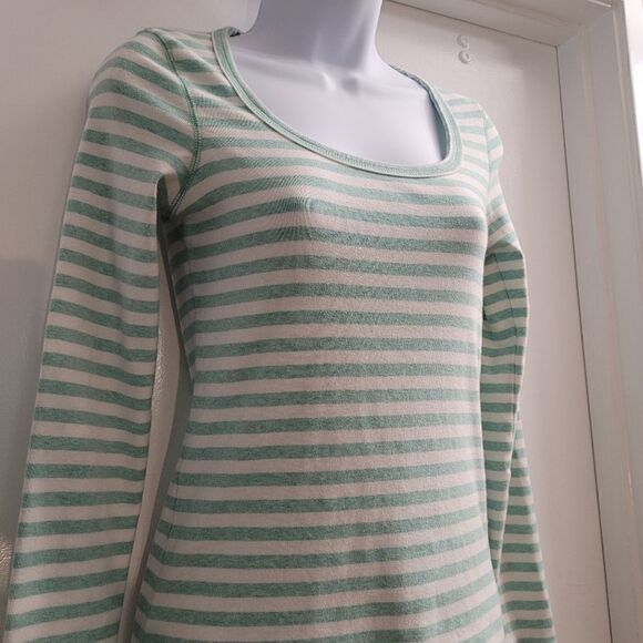 Boden mint green and ivory striped cotton long sleeve shirt - Picture 2 of 3